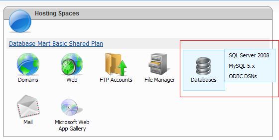 Click Database icon and select MS SQL 2008