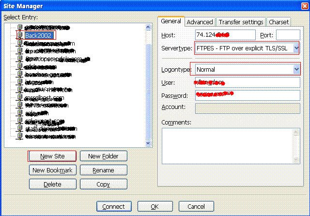 FTP connect with FileZilla Clien
